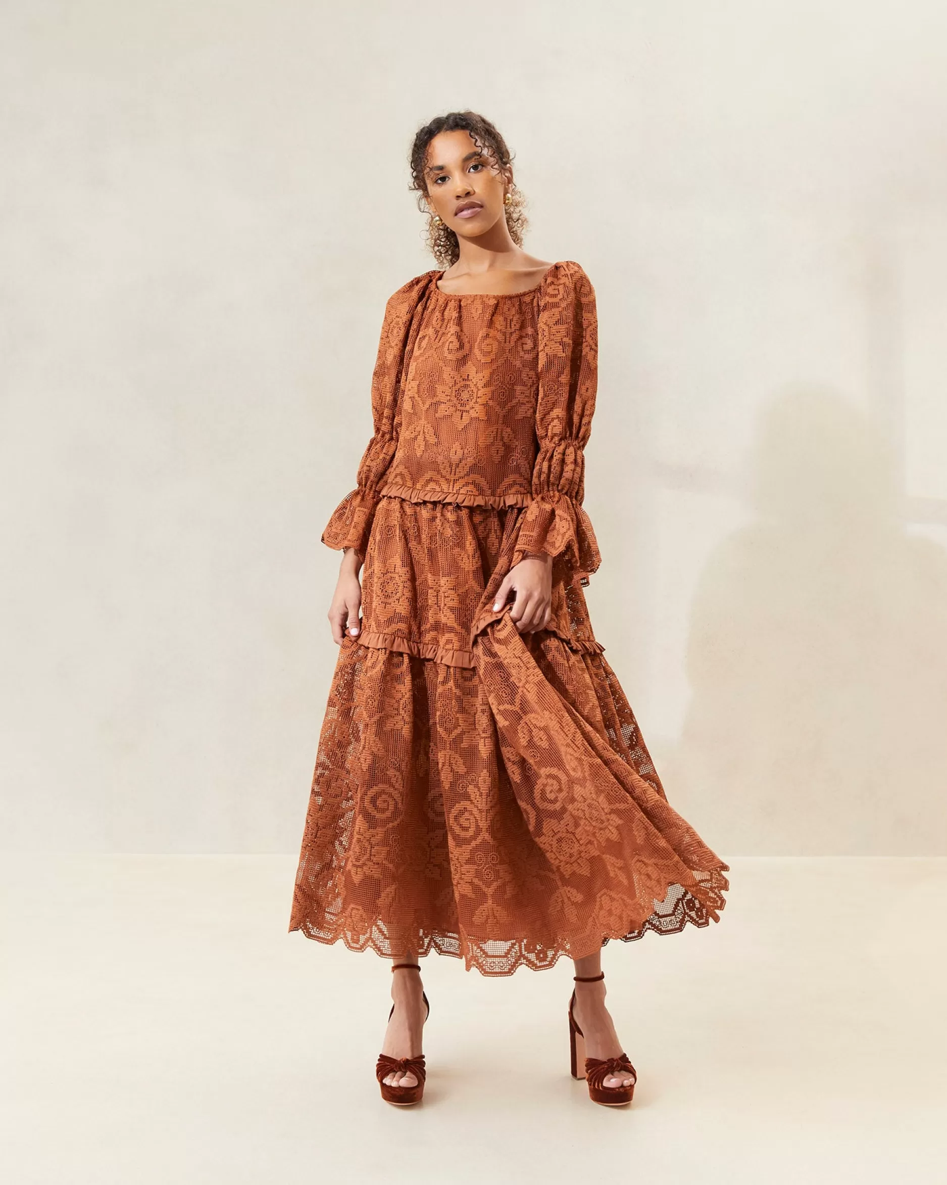 antoinette_sage_tiered_lace_dress_2.webp Loeffler Randall Antoinette Tiered Lace Dress
