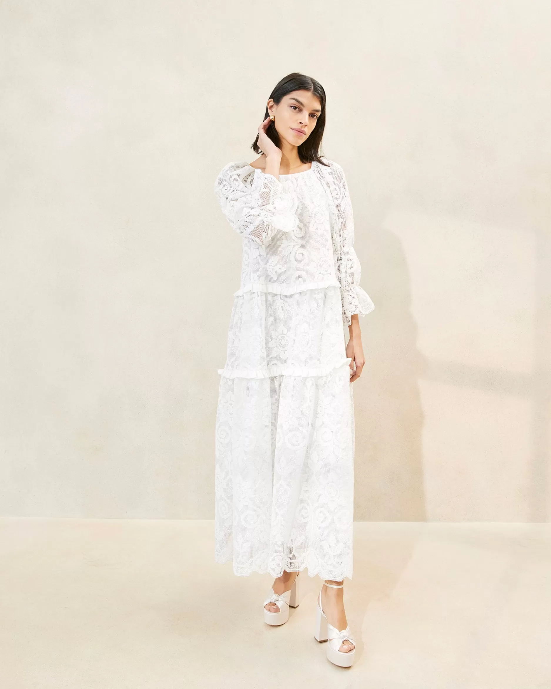 antoinette_sage_tiered_lace_dress_5.webp Loeffler Randall Antoinette Tiered Lace Dress