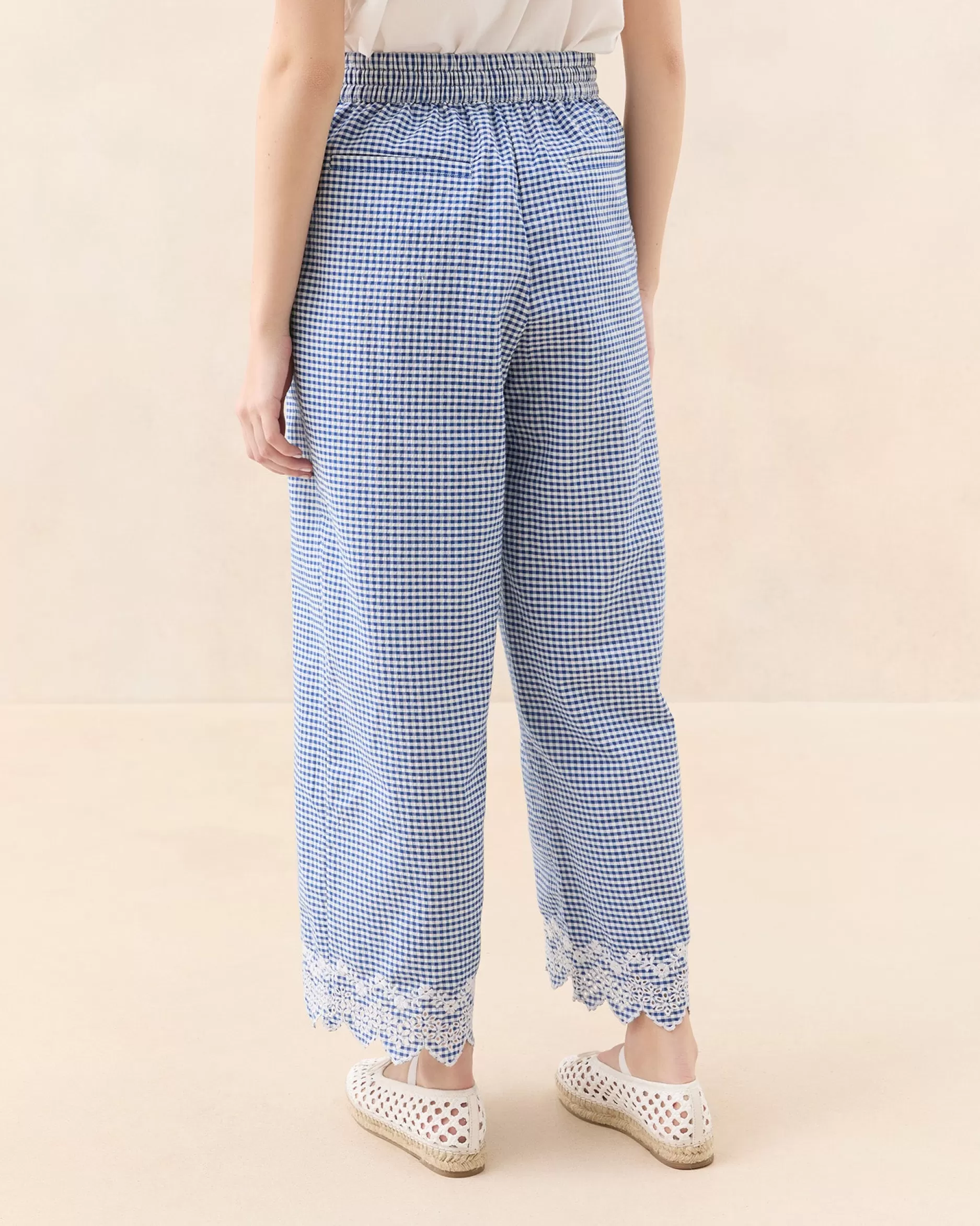blake_blue_gingham_embroidered_pant_2.webp Loeffler Randall Blake Blue Gingham Embroidered Pant