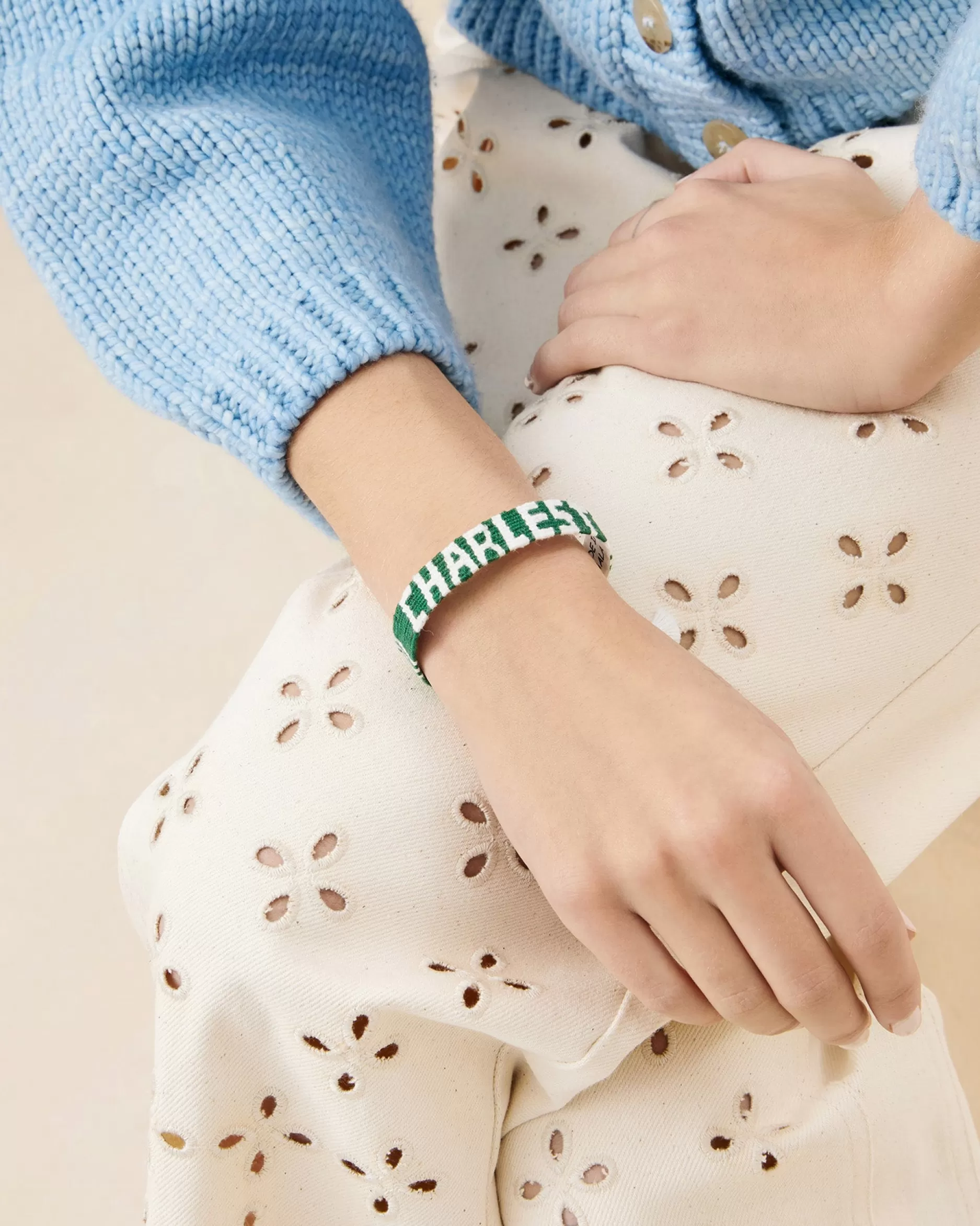 greenwhite_charleston_bracelet_2.webp Loeffler Randall Green/White 'Charleston' Bracelet