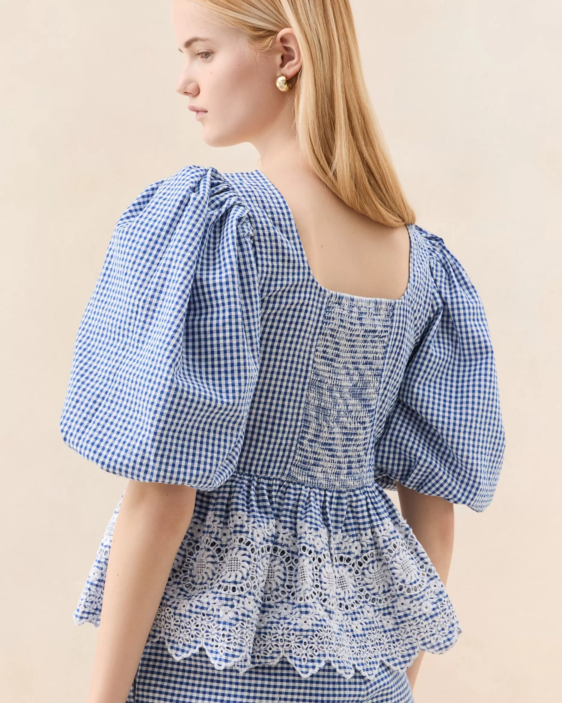 jodie_blue_gingham_embroidered_top_2.webp Loeffler Randall Jodie Blue Gingham Embroidered Top