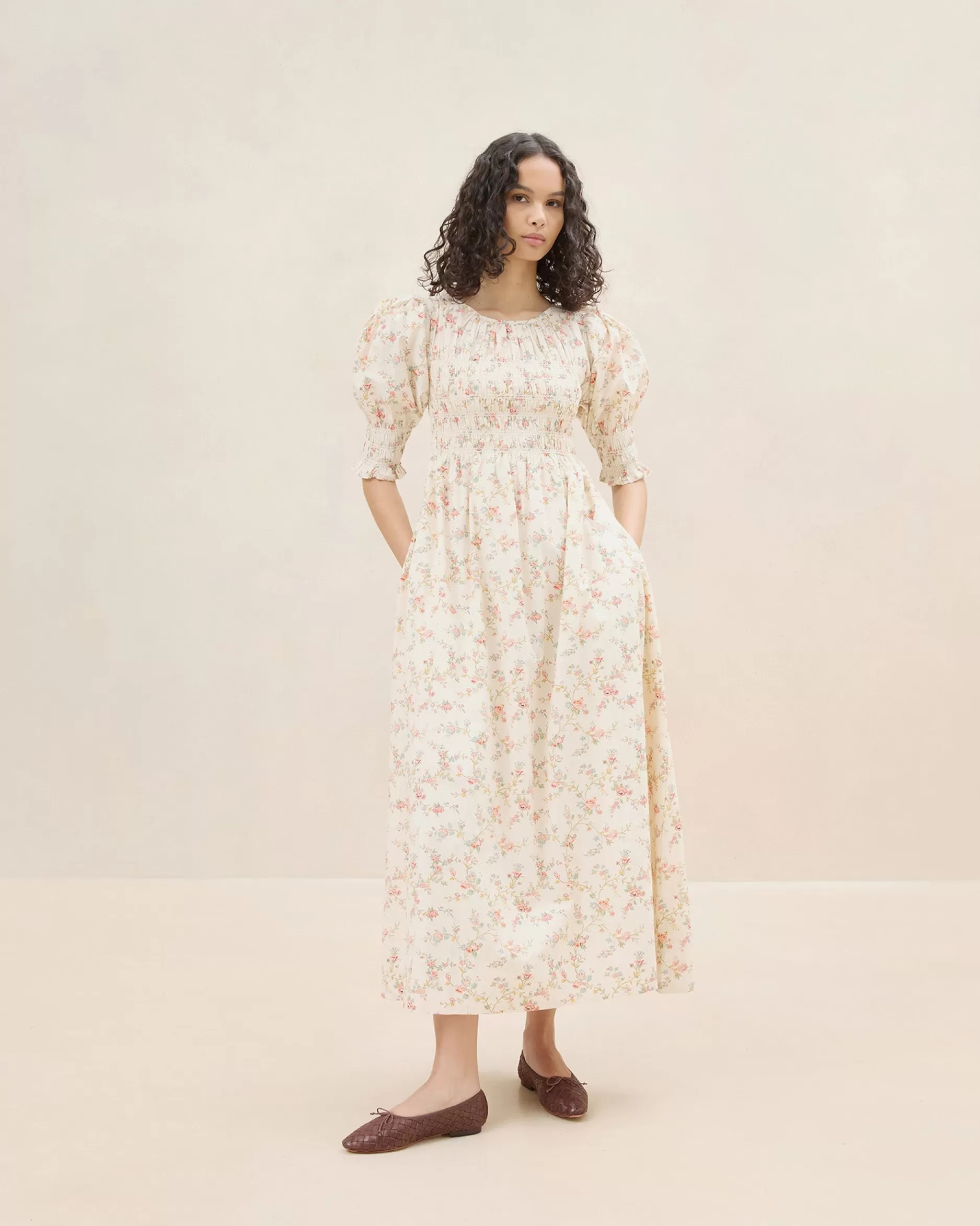 quinn_blue_floral_cinched_dress_3.webp Loeffler Randall Quinn Blue Floral Cinched Dress